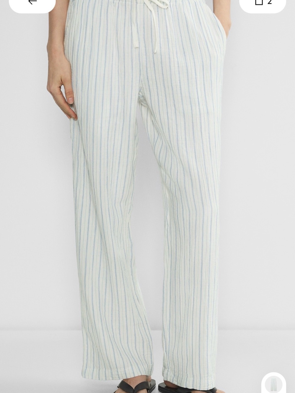 Aritzia Light Blue and White Striped AirPlush Cotton Sail Pants